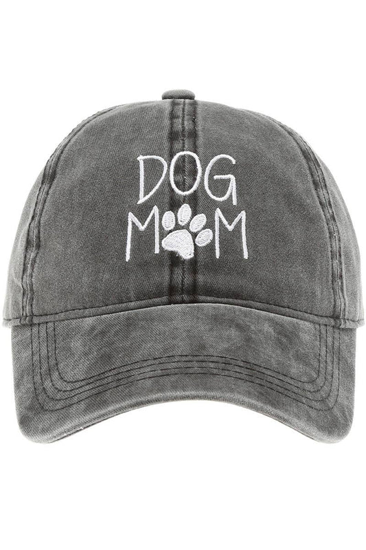 Dog Mom Embroidered Cotton Baseball Caps Dad Hat- Black