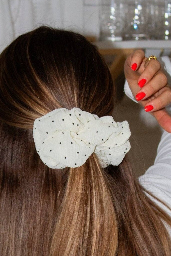 Andi Cream Black Polka Dot Jumbo Scrunchie