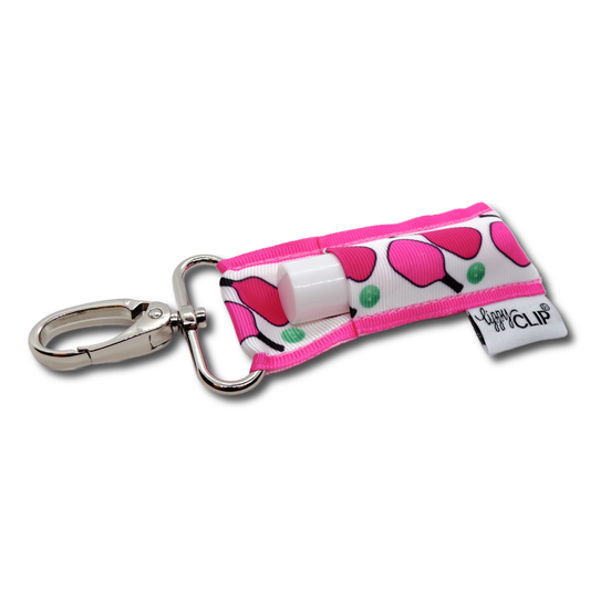 Pickleball on Pink LippyClip® Lip Balm Holder for Chapstick