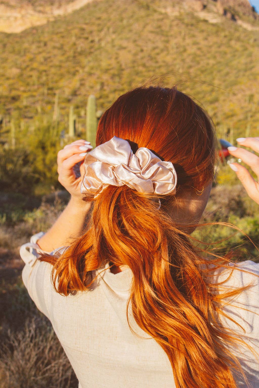 Andi Latte Satin Jumbo Hair Scrunchie