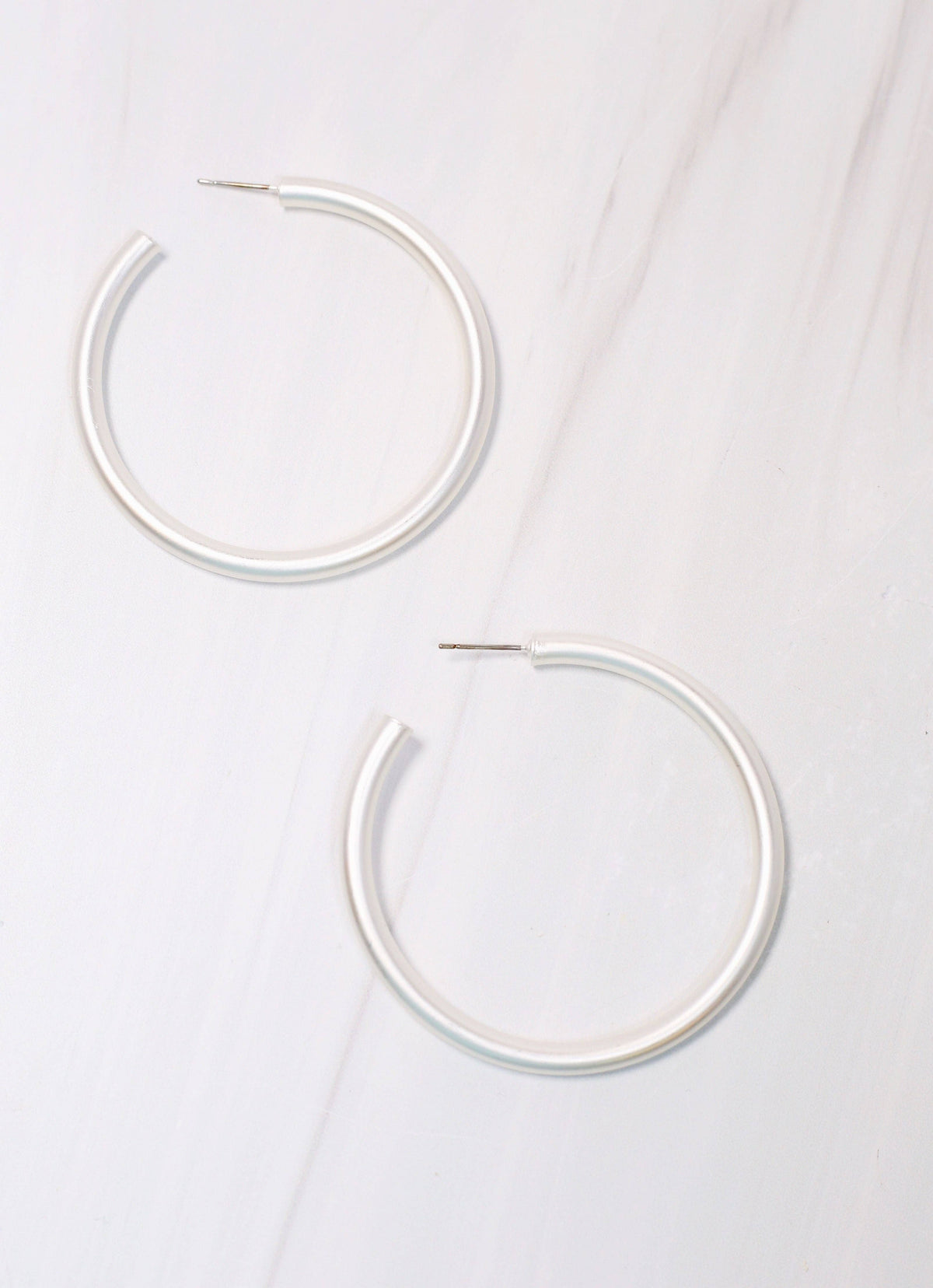 Caroline Hill Arden Matte Silver Hoop Earrings