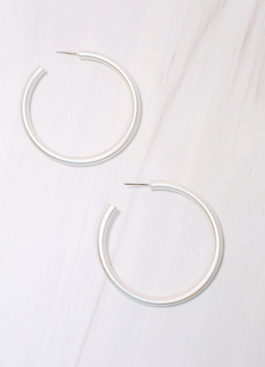 Caroline Hill Arden Matte Silver Hoop Earrings
