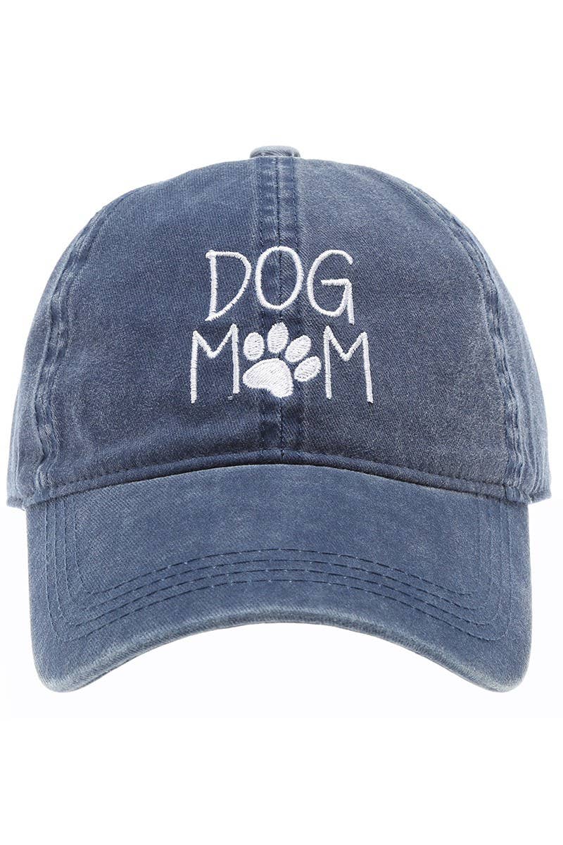 Dog Mom Embroidered Cotton Baseball Caps Dad Hat- Black