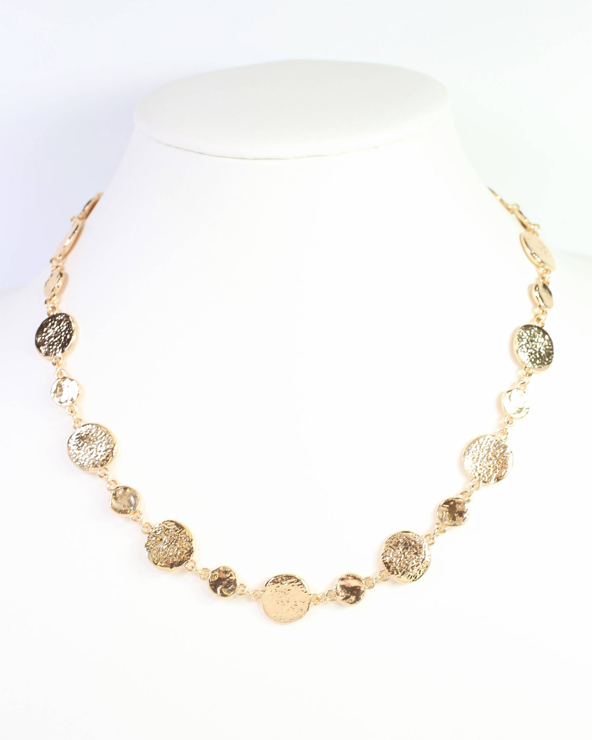 Caroline Hill Danvers Gold Hammered Circle Long Necklace 42"