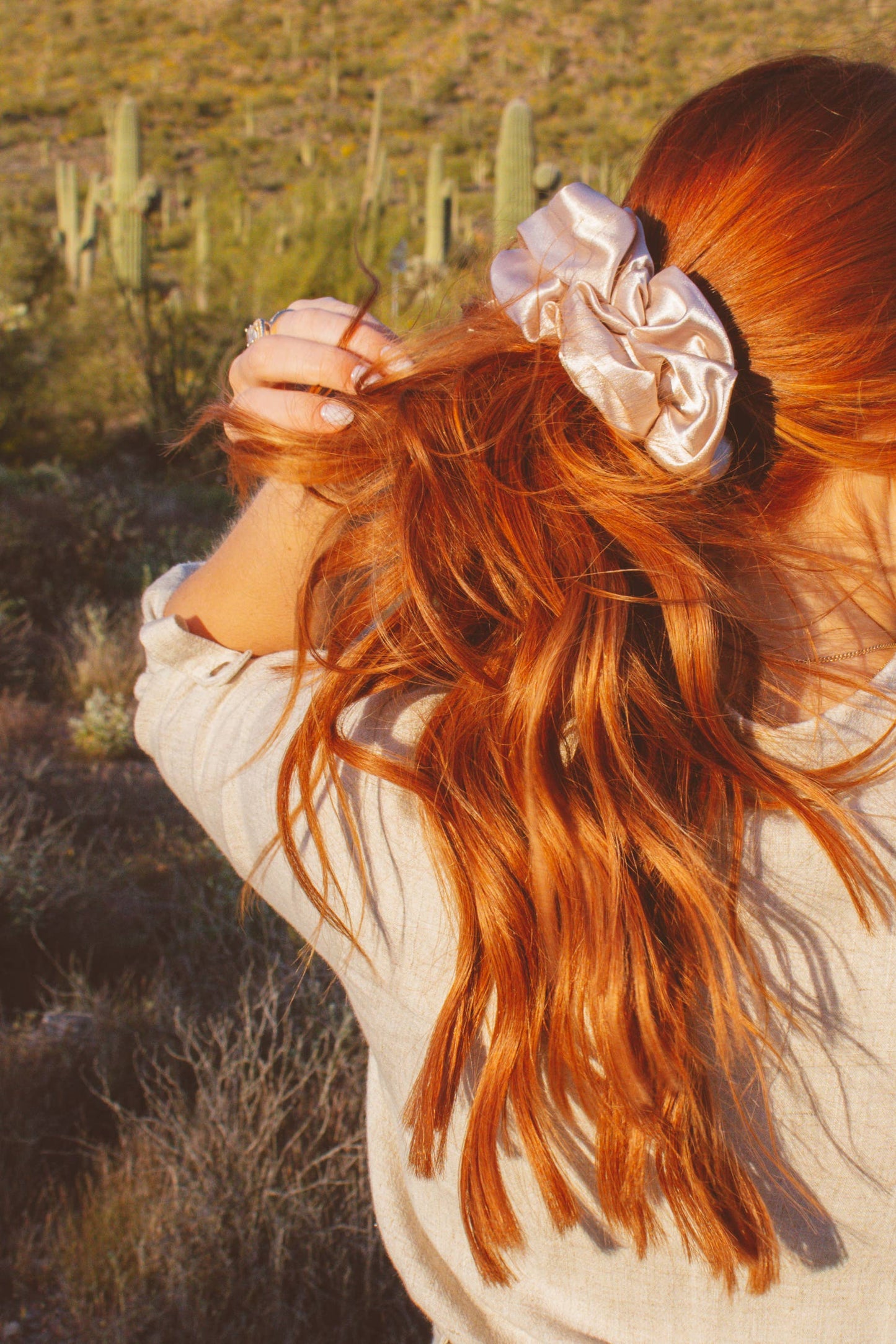 Andi Latte Satin Jumbo Hair Scrunchie