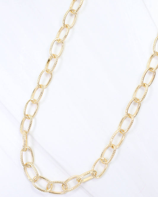 Niles Textured Link Necklace Gold