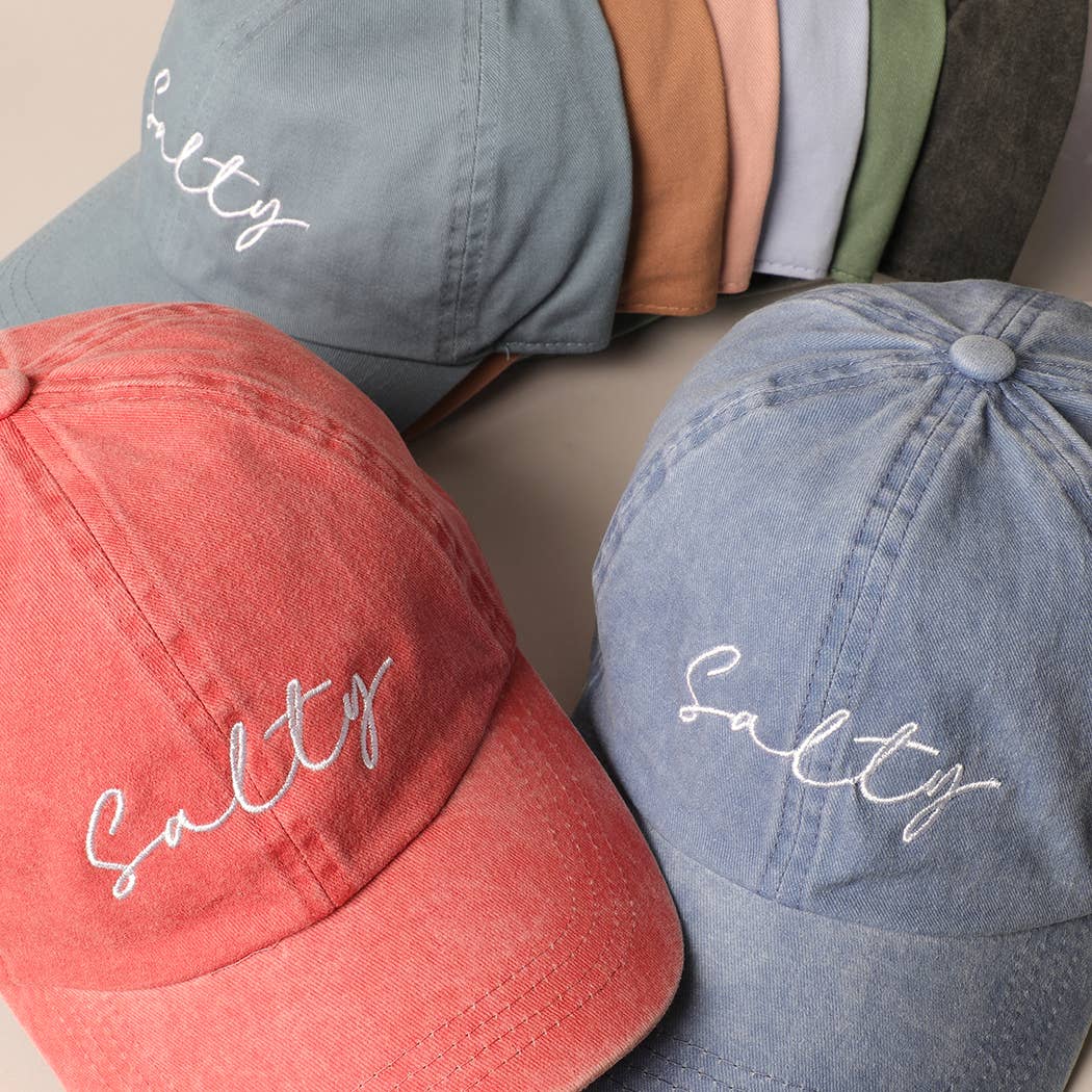 Salty Lettering Embroidery Baseball Cap- Hot Pink