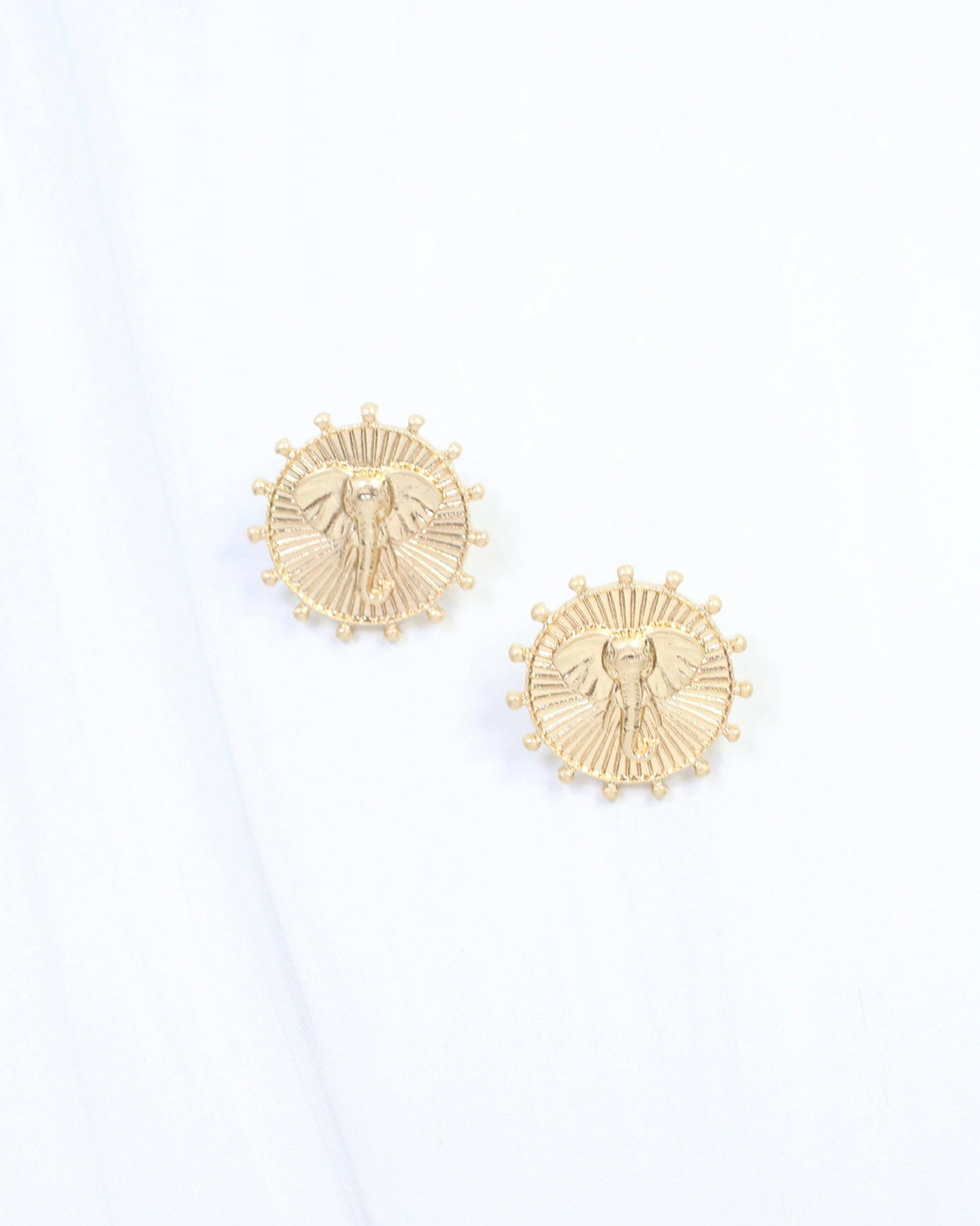 Caroline Hill Carmen Worn Gold Coin Stud Earrings