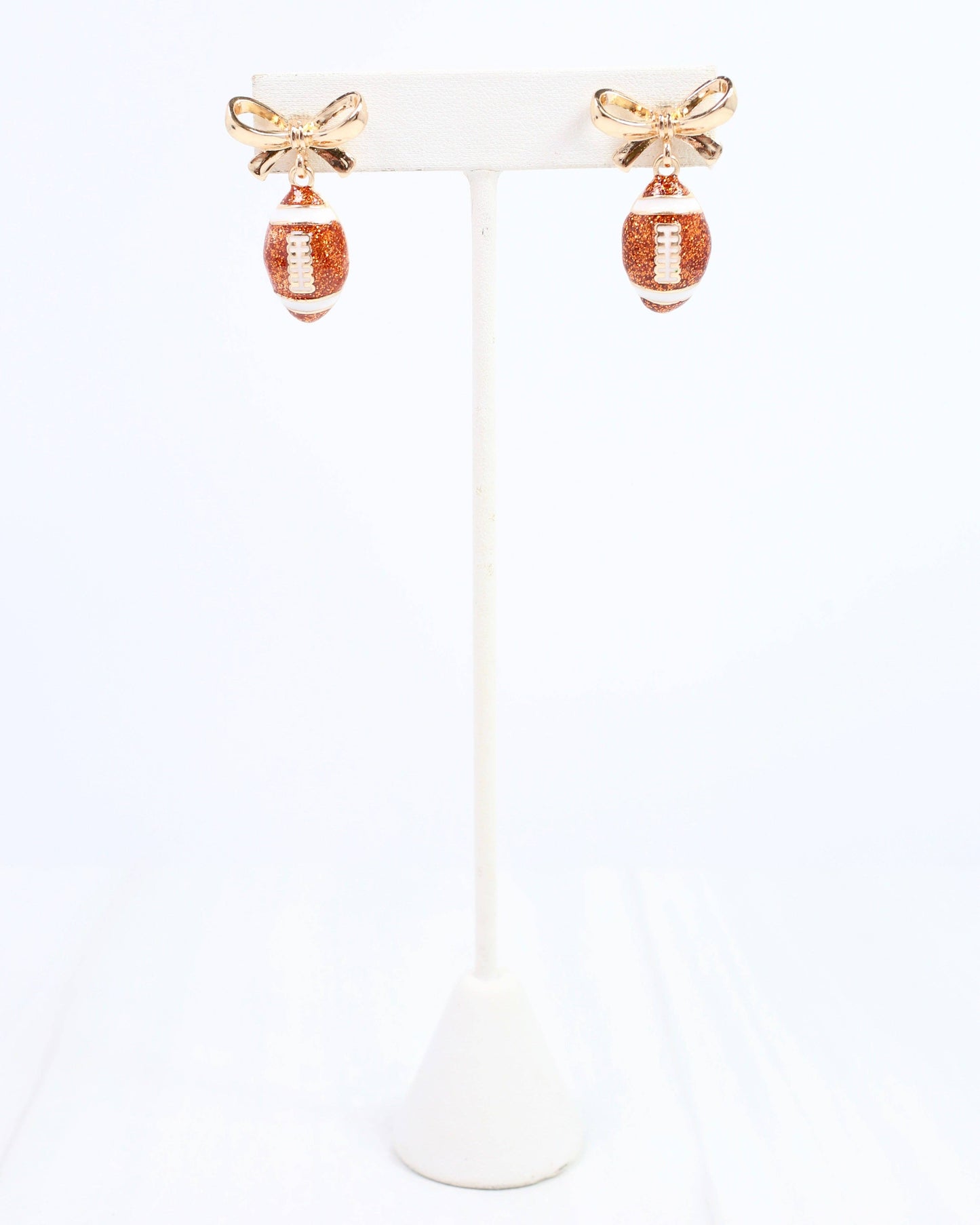 Sporty Bow Football Earring Gold