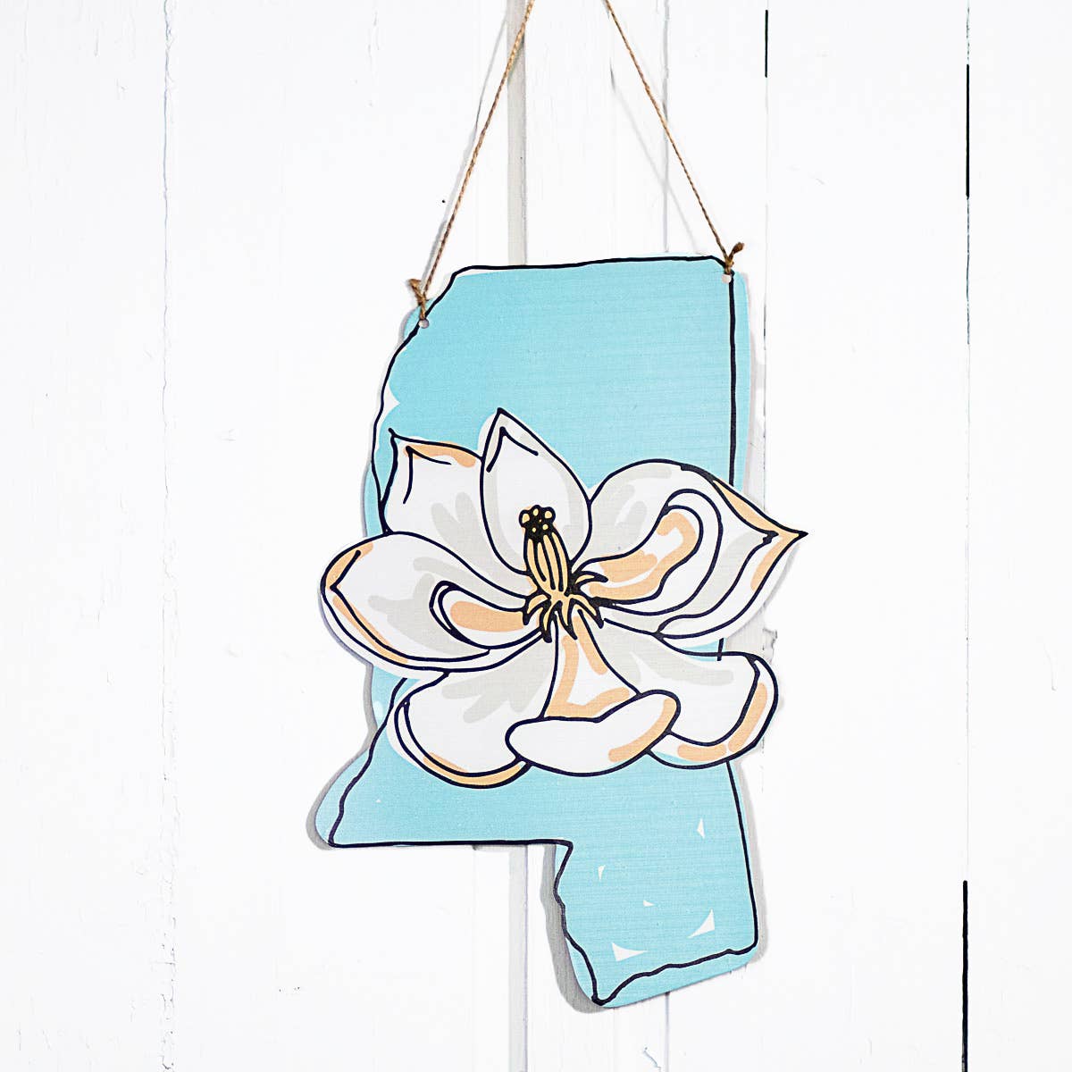 Mississippi Magnolia Door Hanger Sky/Almond/White 13.5x19.75