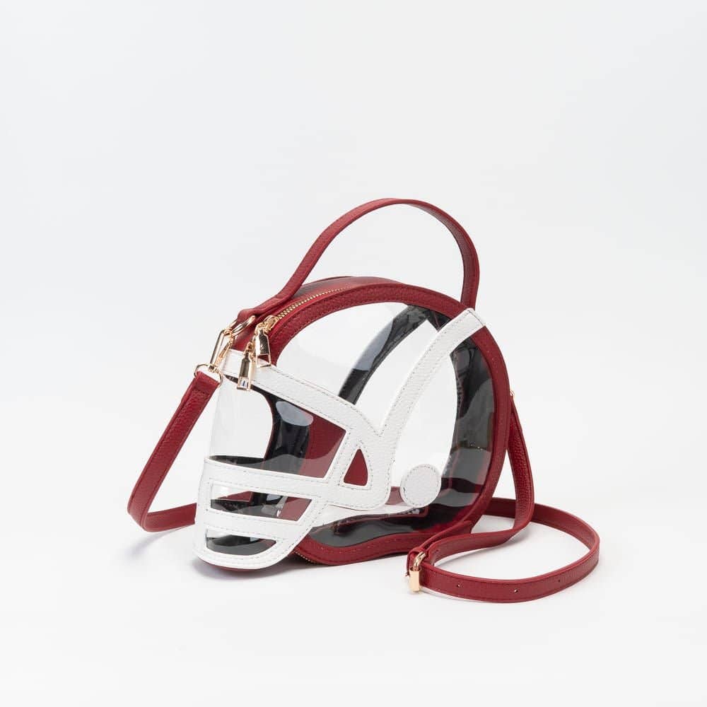 Burgundy Clear Football Helmet Crossbody Bag