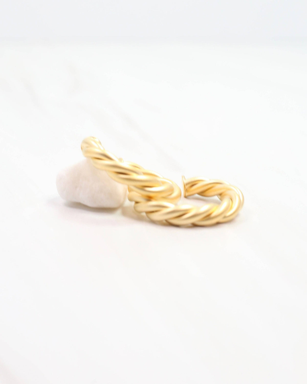 Caroline Hill Joshamee Twisted Matte Gold Hoop Earrings