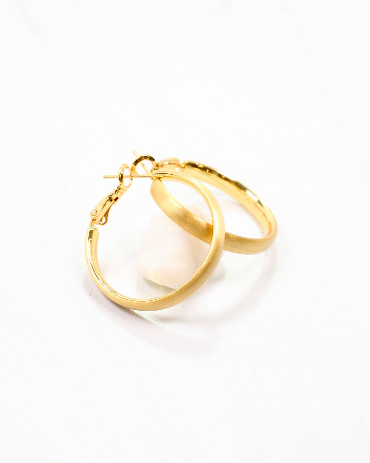 Caroline Hill London Medium Worn Gold Hoop Earrings
