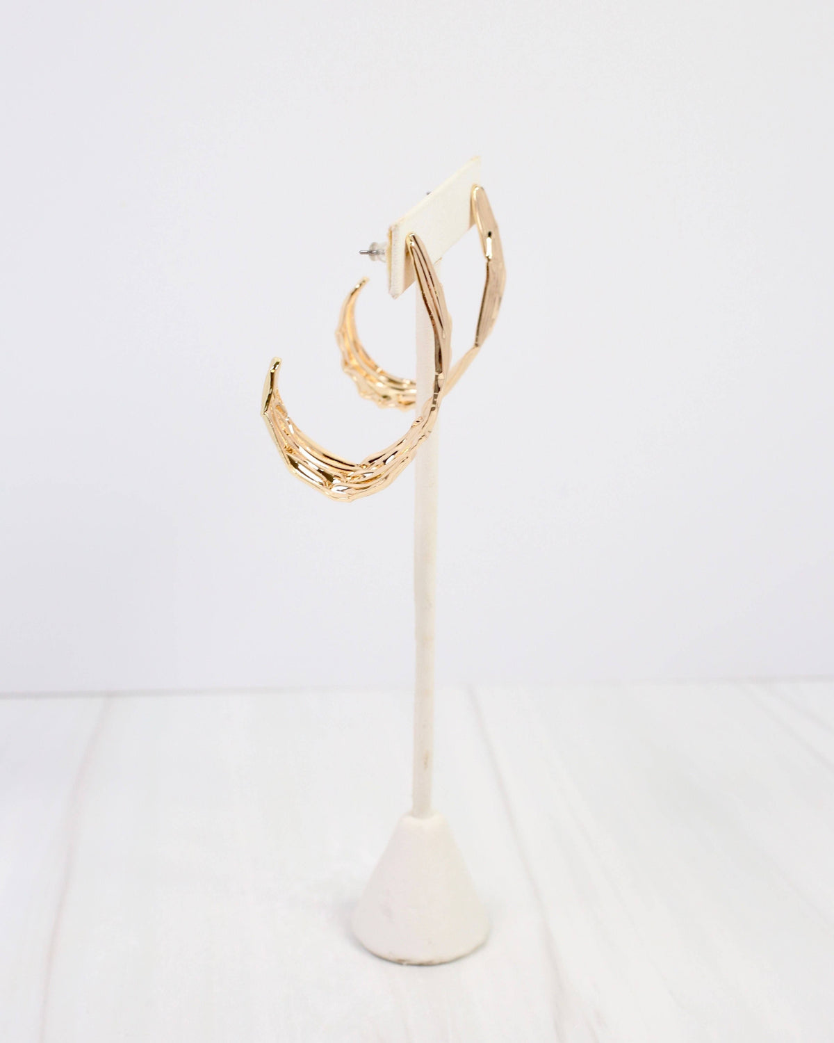 Caroline Hill Livorno Worn Gold Textured Hoop Earrings