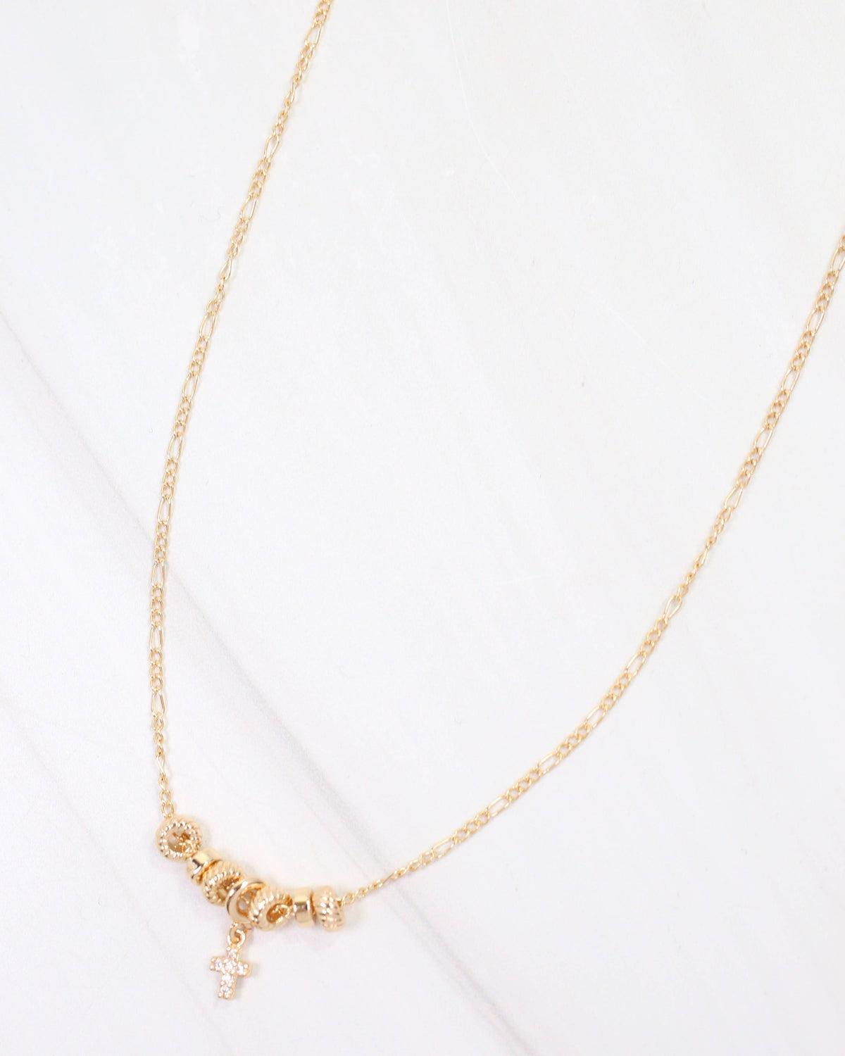 Caroline Hill Bayonne Gold Rondelle Cross Necklace