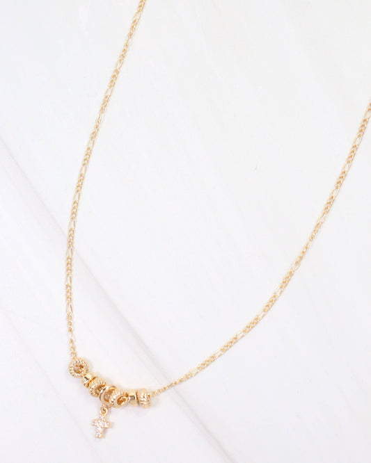 Caroline Hill Bayonne Gold Rondelle Cross Necklace