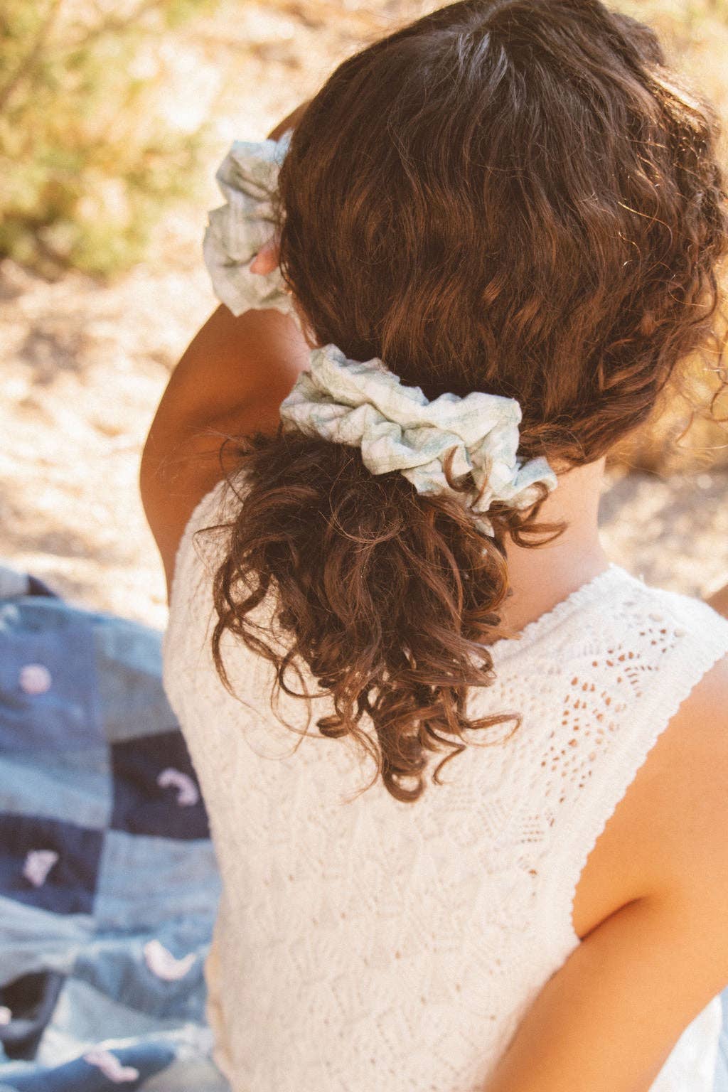 Andi Sage Green Gingham Jumbo Scrunchie