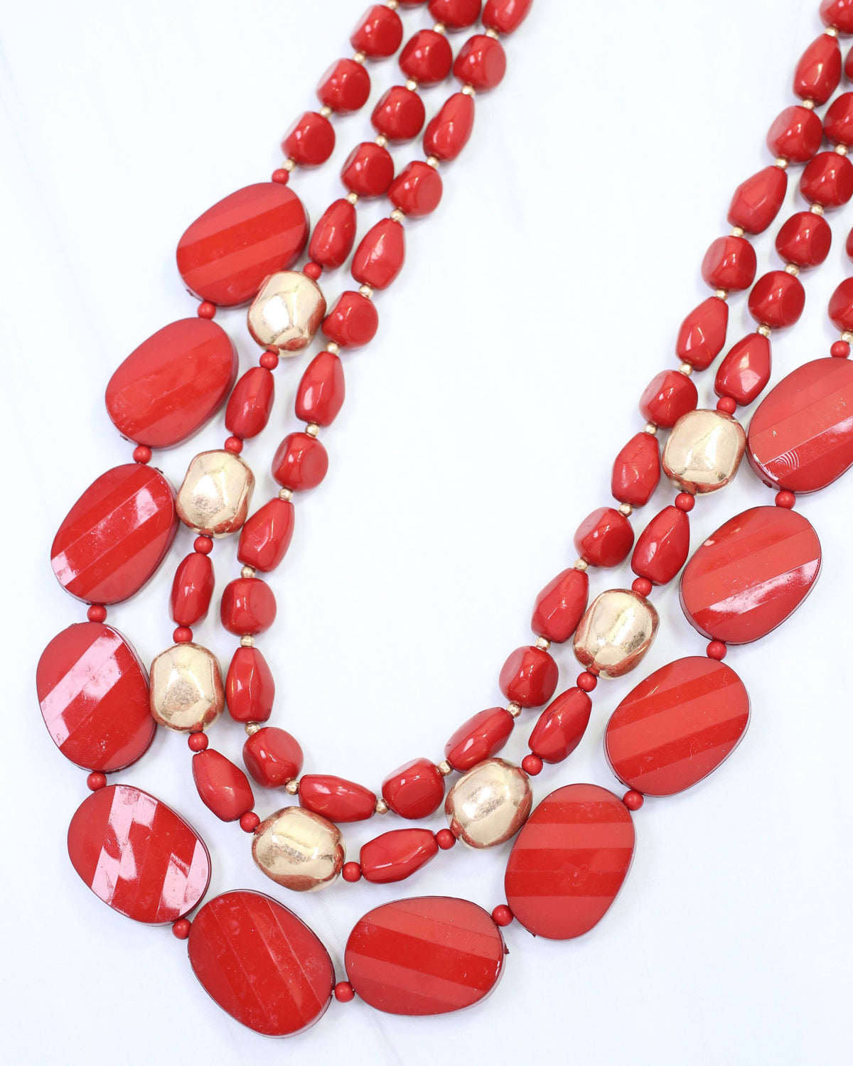 Caroline Hill Adair Court Dark Red Layered Beaded Necklace