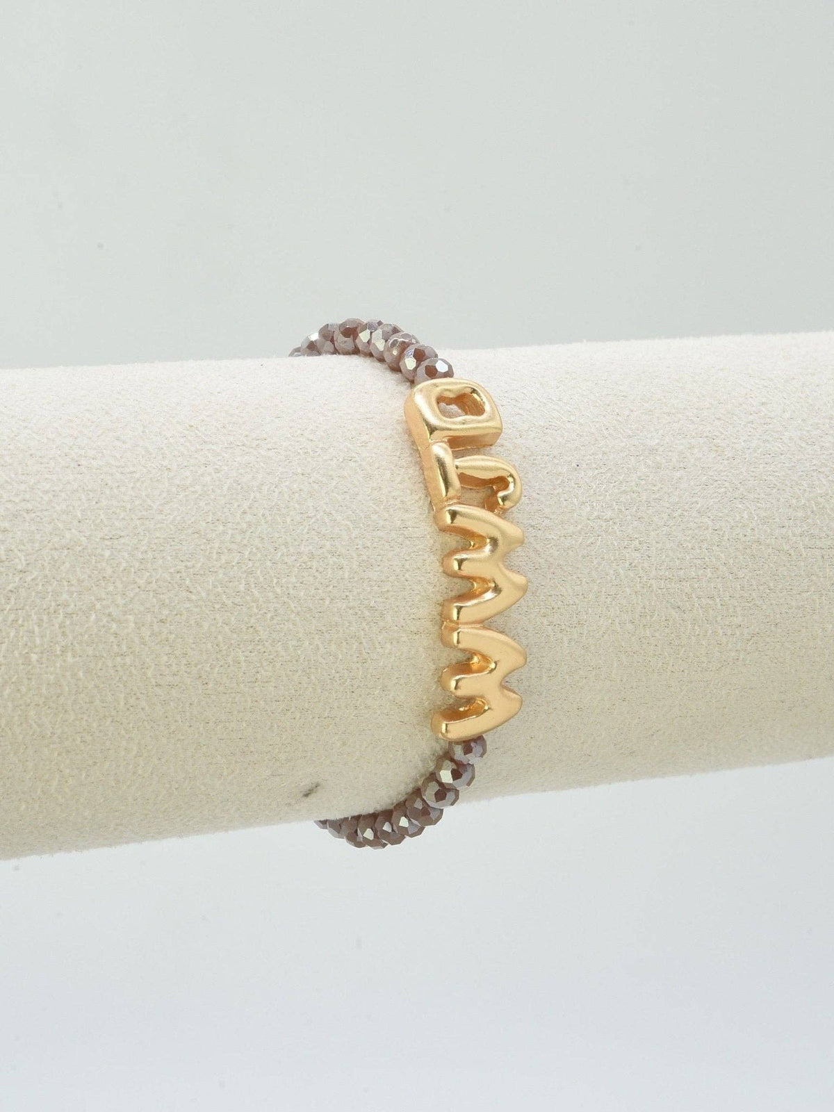 WWJD Mink & Gold Glass Beaded Stretch Bracelet