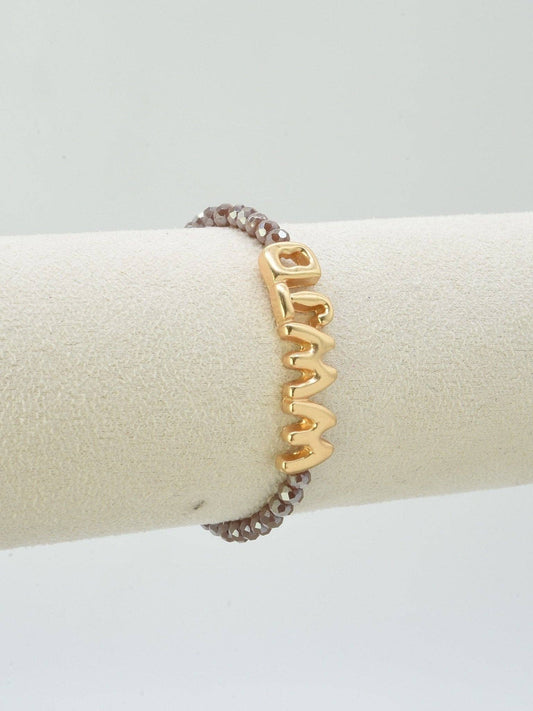 WWJD Mink & Gold Glass Beaded Stretch Bracelet