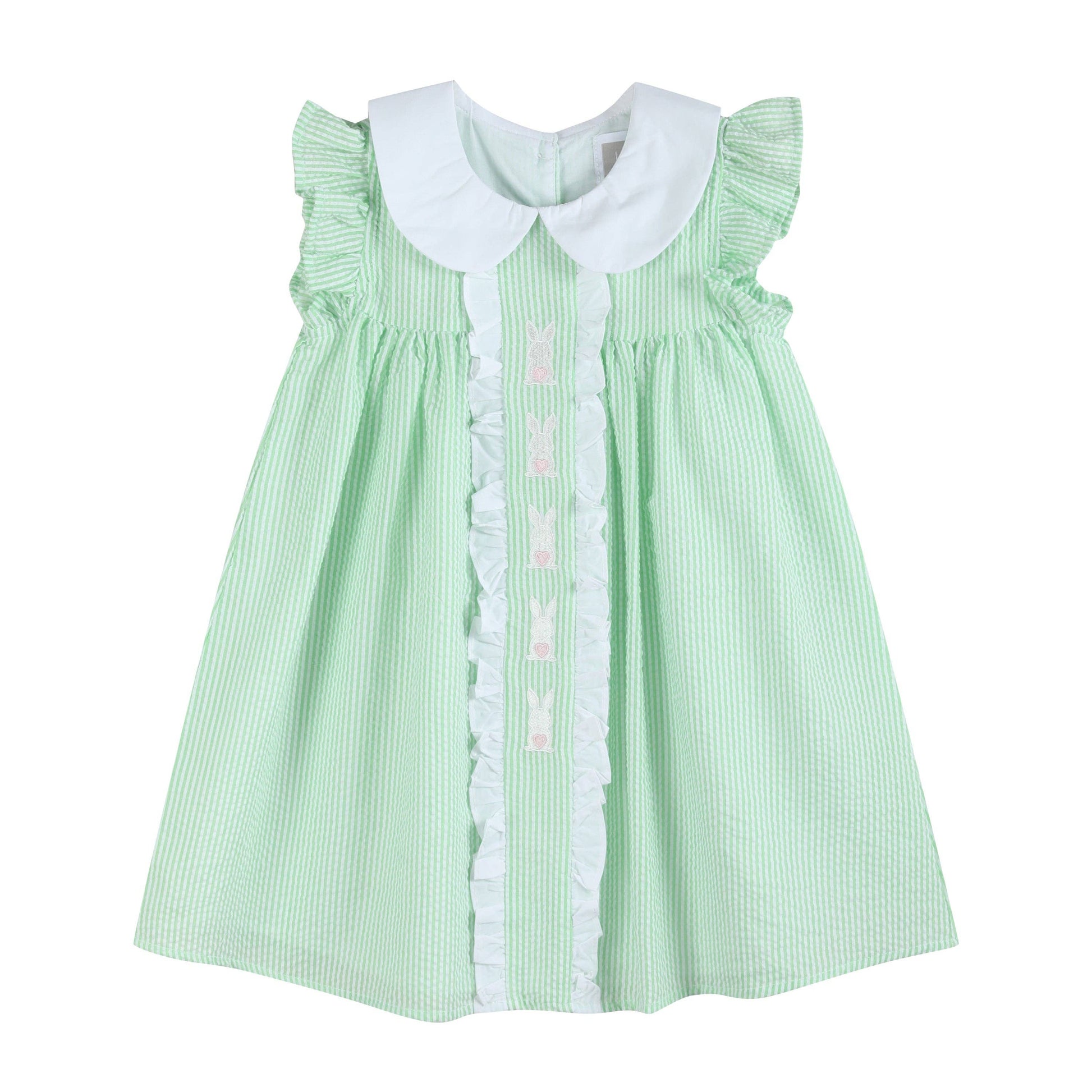 Green Seersucker Easter Bunny Ruffle Dress: 4T The Riviera Boutique Green Seersucker Easter Bunny Ruffle Dress: 4T The Riviera Boutique