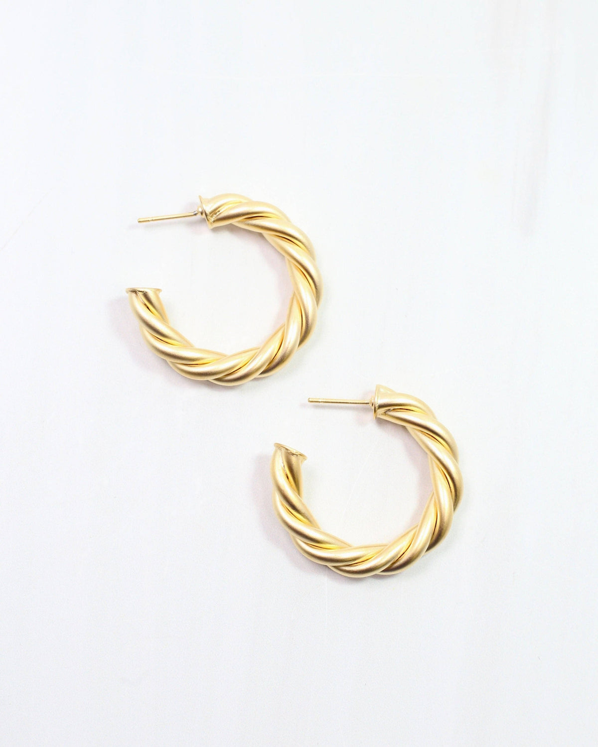 Caroline Hill Joshamee Twisted Matte Gold Hoop Earrings