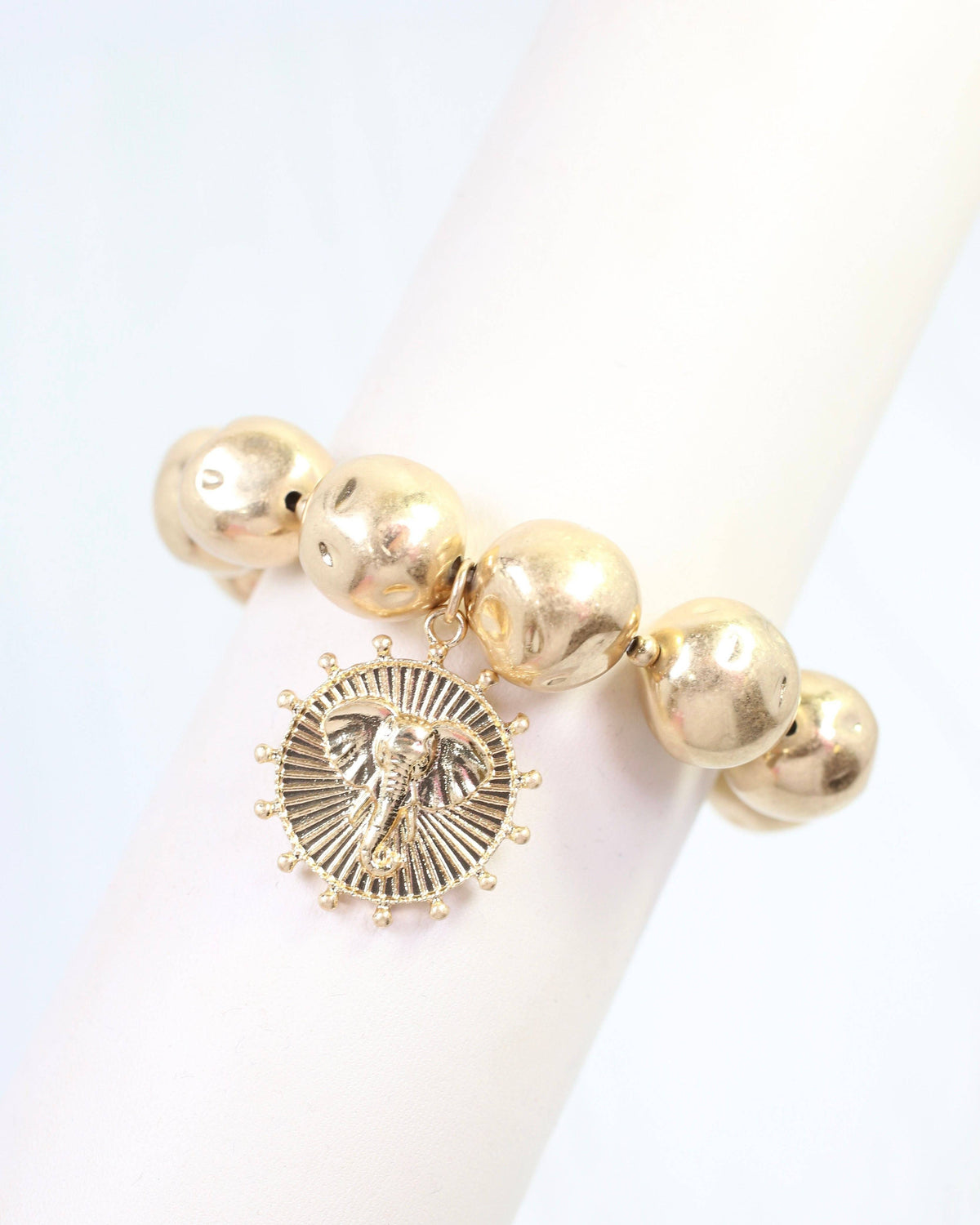 Caroline Hill Carmen Worn Gold Coin Charm Stretch Bracelet