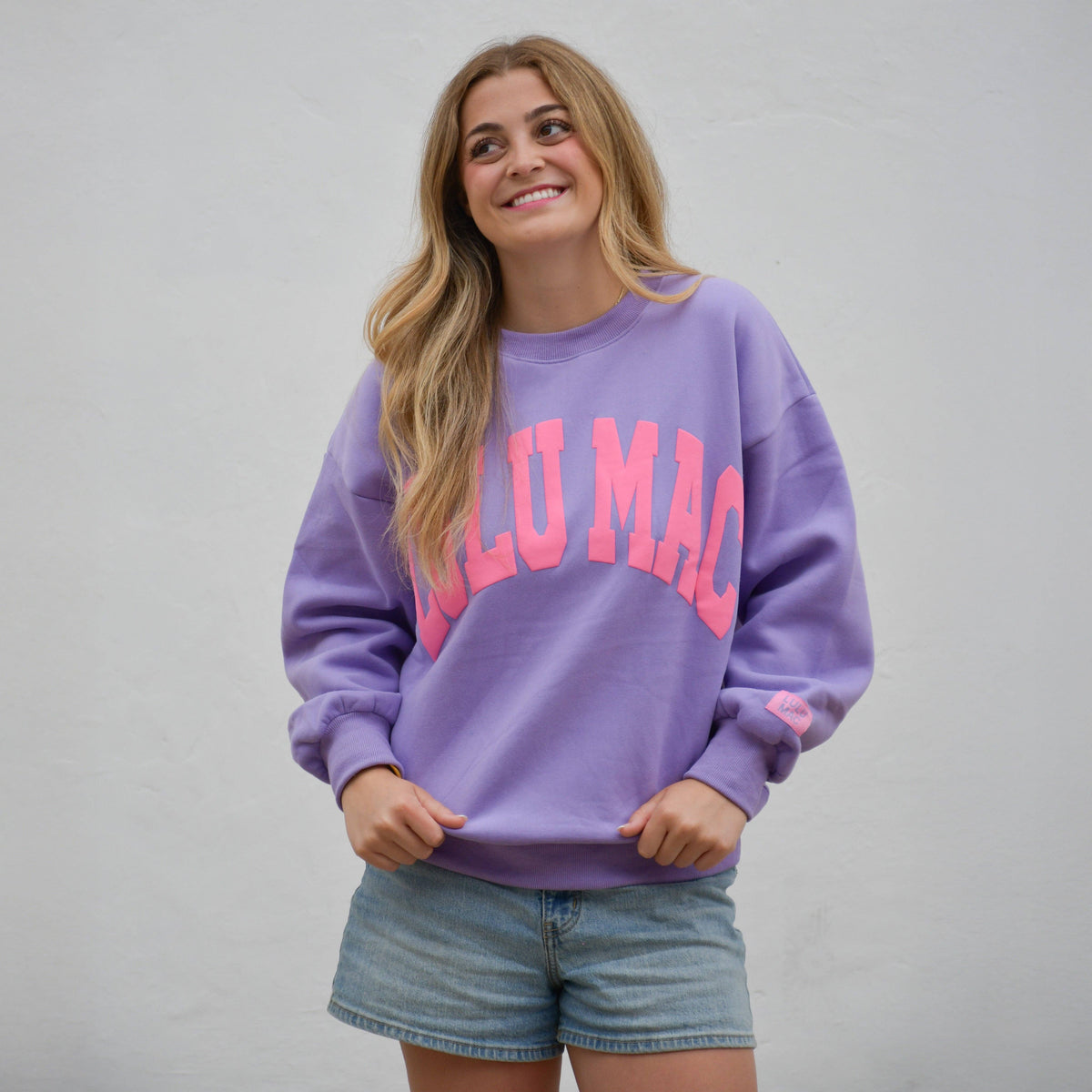 Lulu Mac Purple Pink Puff Logo Graphic Sweatshirt XX Large