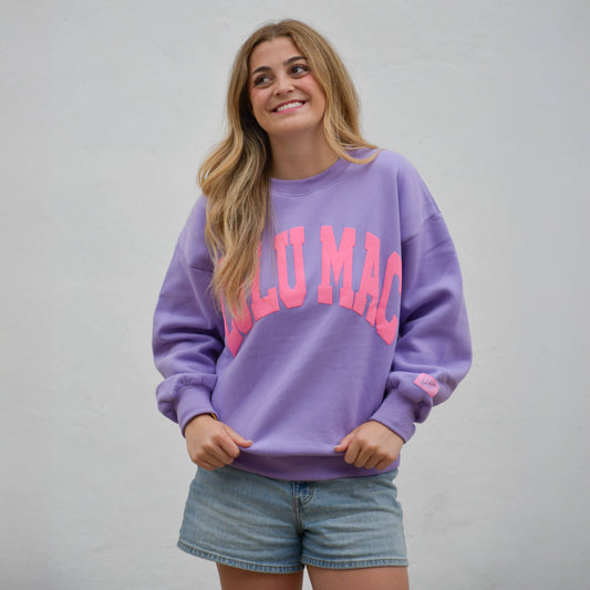 Lulu Mac Purple Pink Puff Logo Graphic Sweatshirt XX Large