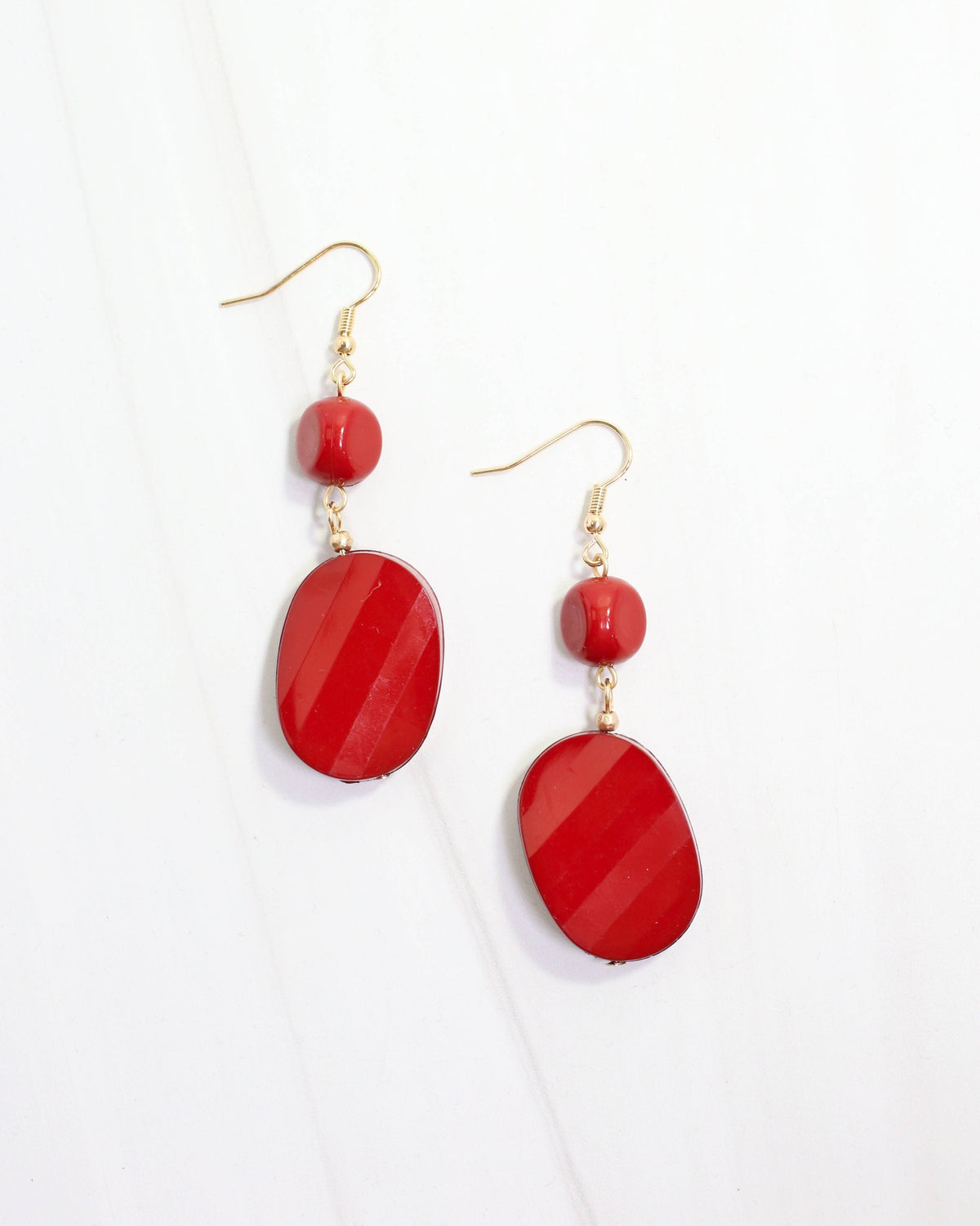 Caroline Hill Adair Court Dark Red Beaded Drop Earrings