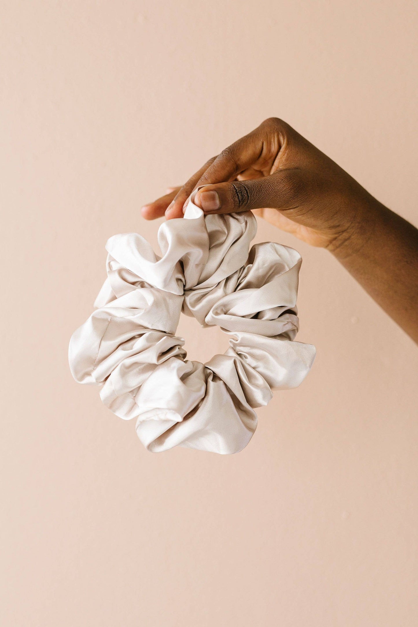 Andi Latte Satin Jumbo Hair Scrunchie