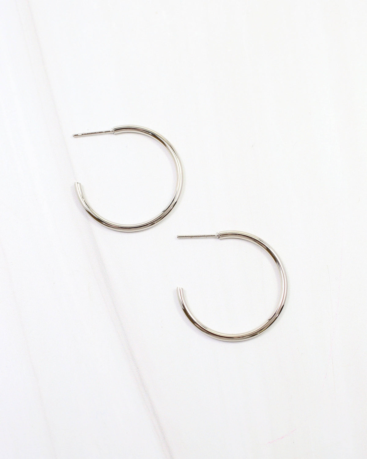 Caroline Hill Mayor Thin Silver Hoop Earrings