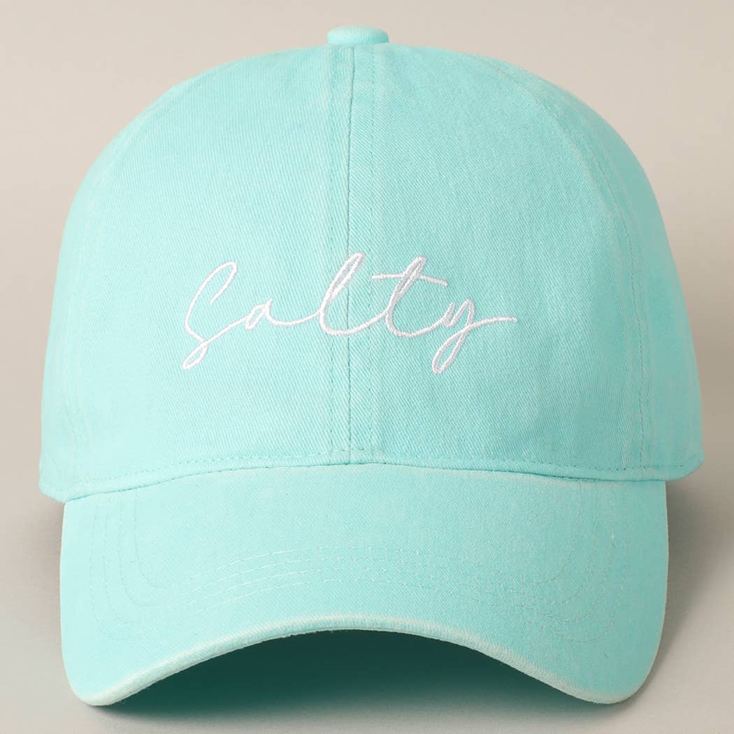 Salty Lettering Embroidery Baseball Cap- Hot Pink