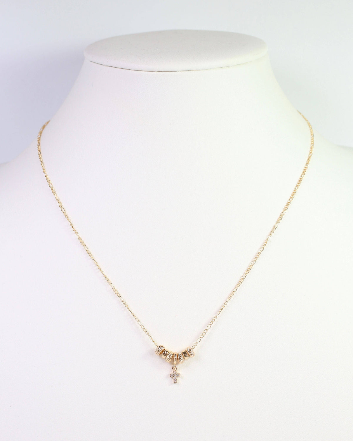 Caroline Hill Bayonne Gold Rondelle Cross Necklace