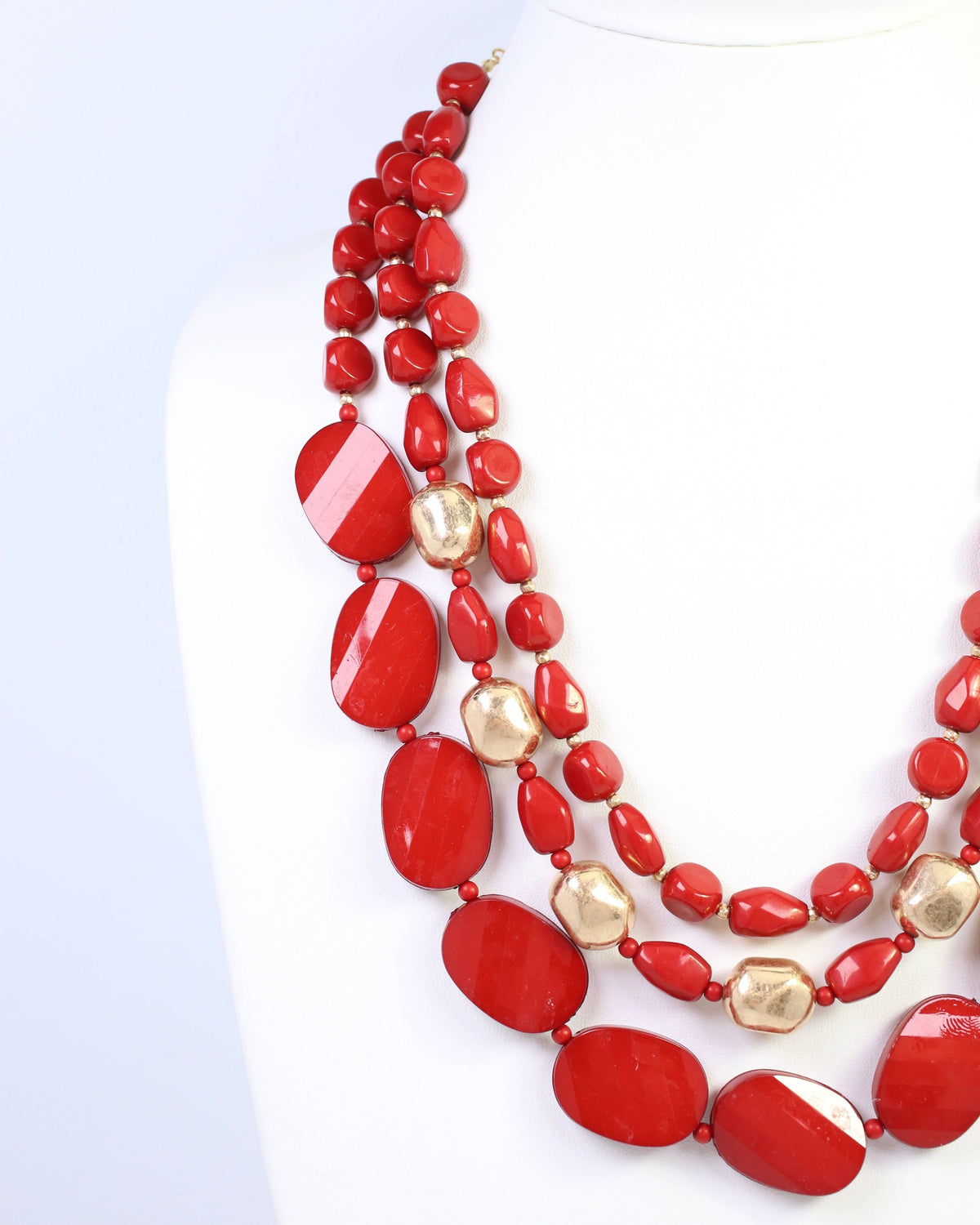 Caroline Hill Adair Court Dark Red Layered Beaded Necklace