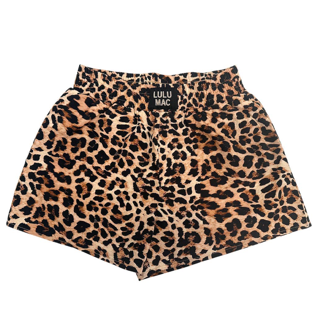 Lulu Mac Brown Leopard Print Boxer Shorts Medium