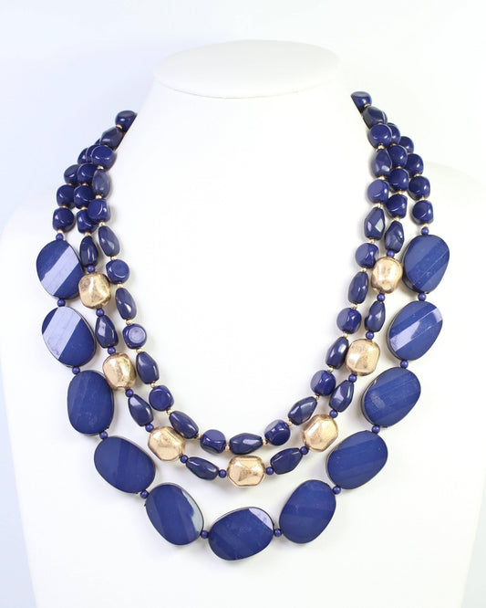 Caroline Hill Adair Court Navy Layered Beaded Necklace