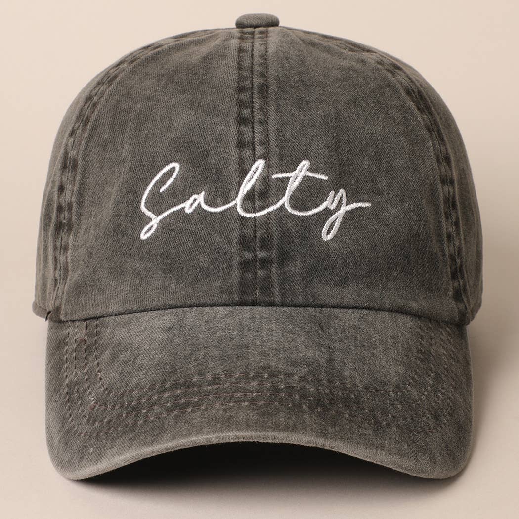 Salty Lettering Embroidery Baseball Cap- Hot Pink