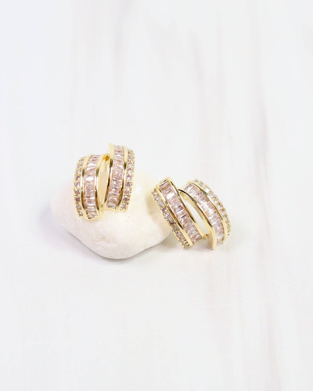 Caroline Hill Lina Gold Crystal Stud Earrings