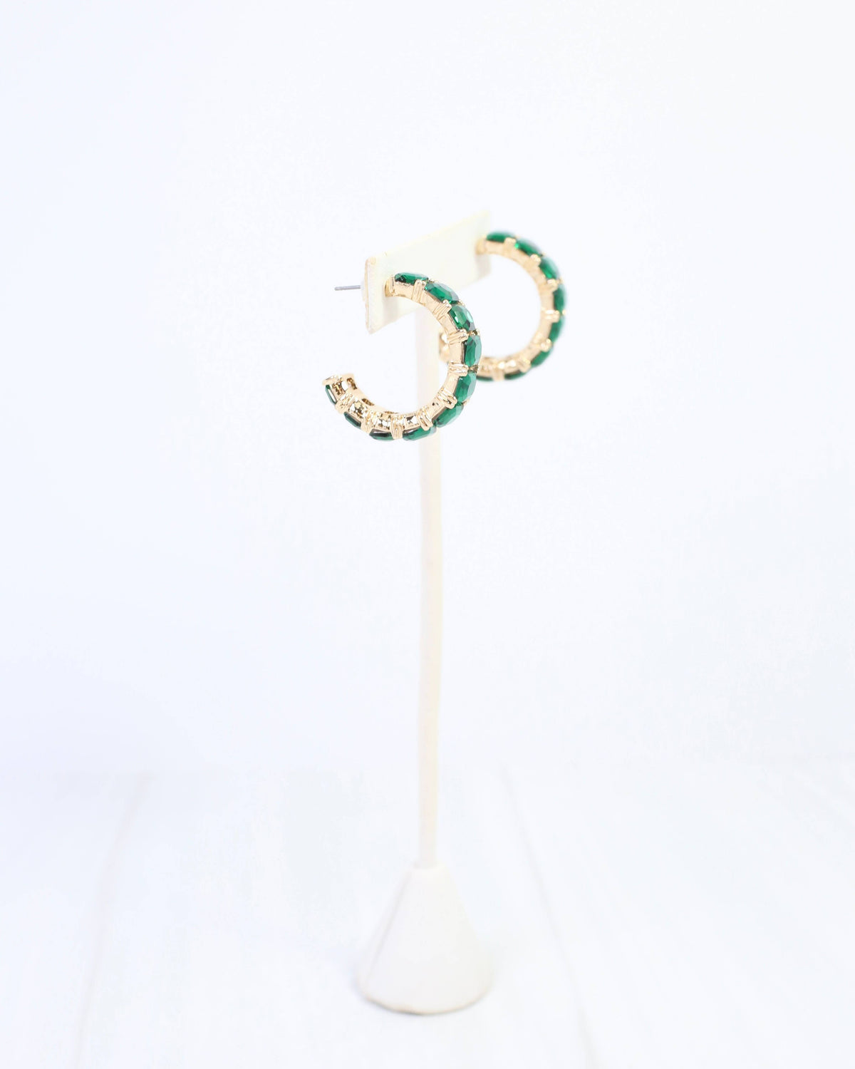 Caroline Hill Cumberland Emerald Crystal Gold Hoop Earrings