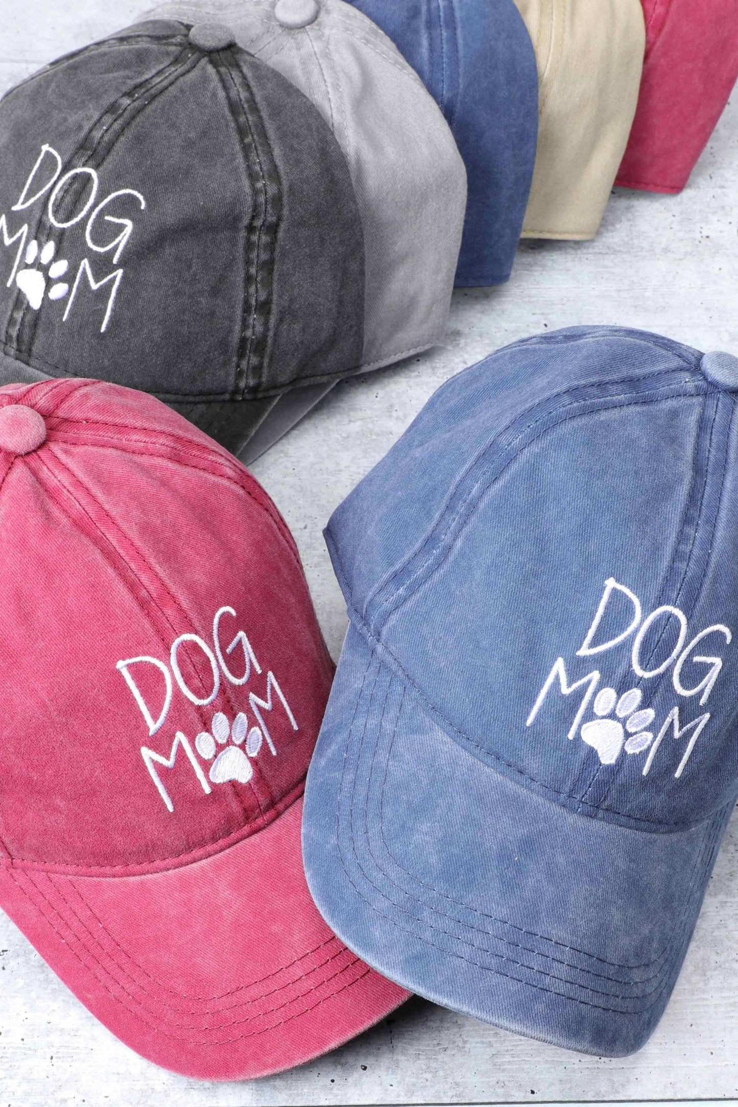 Dog Mom Embroidered Cotton Baseball Caps Dad Hat- Black