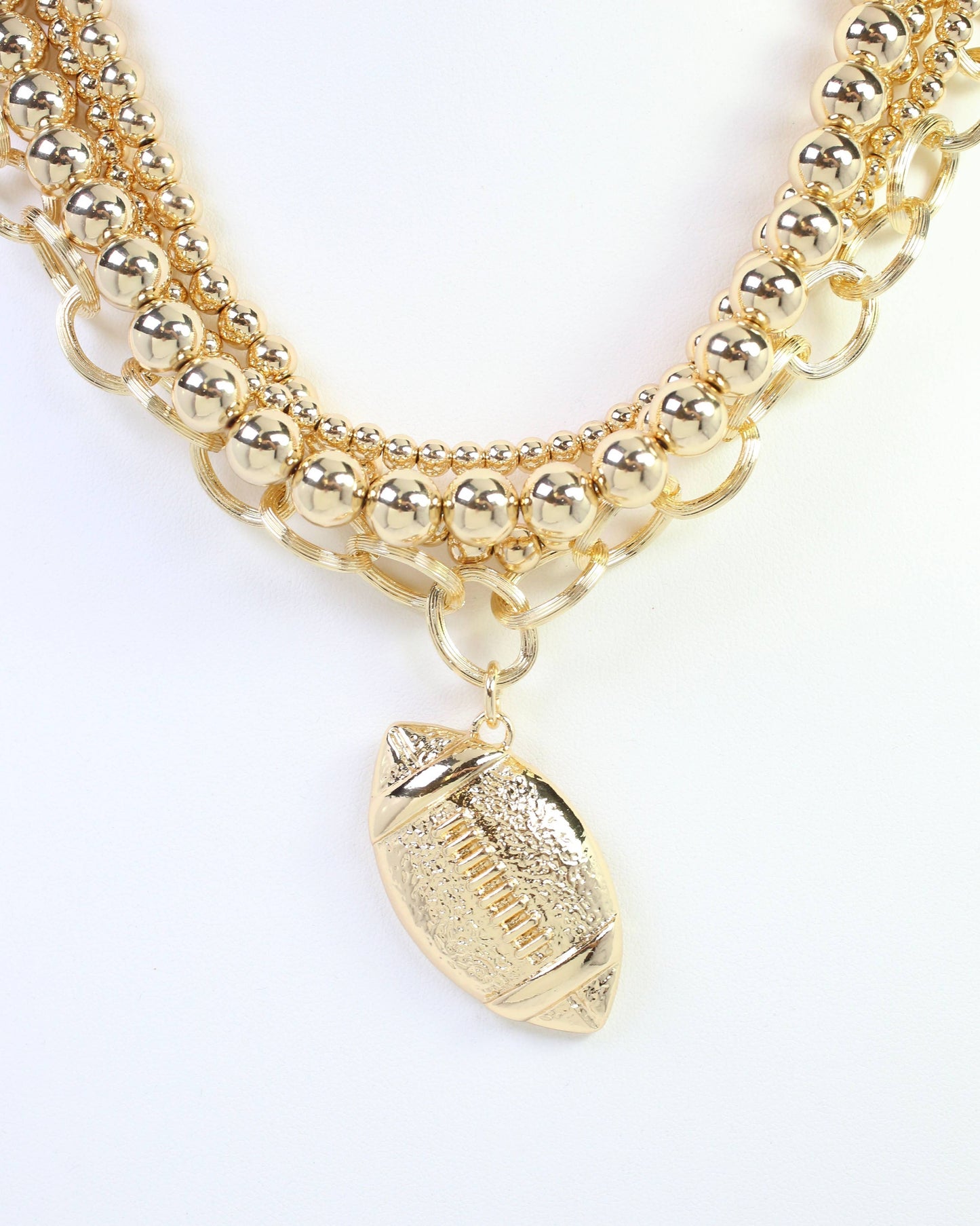 Caroline Hill Bree Beaded Layered Football Necklace Gold