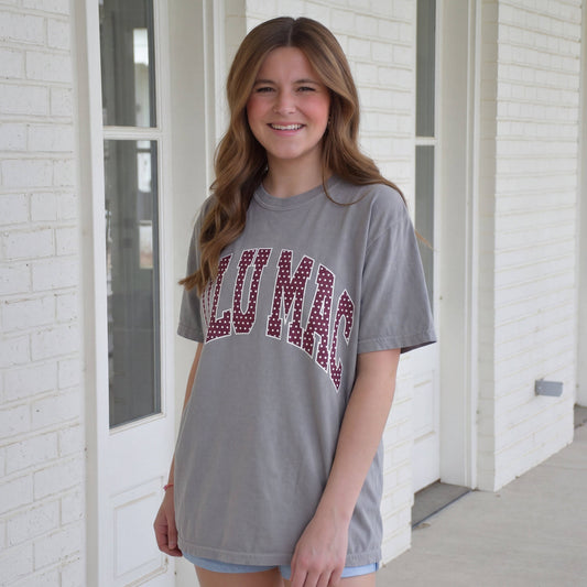 Lulu Mac Alabama Maroon Polka Dot Comfort Colors T Shirt Gray XX-Large