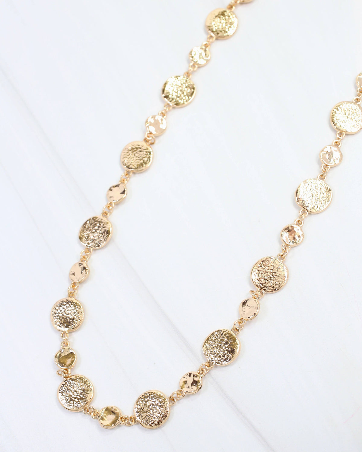 Caroline Hill Danvers Gold Hammered Circle Long Necklace 42"