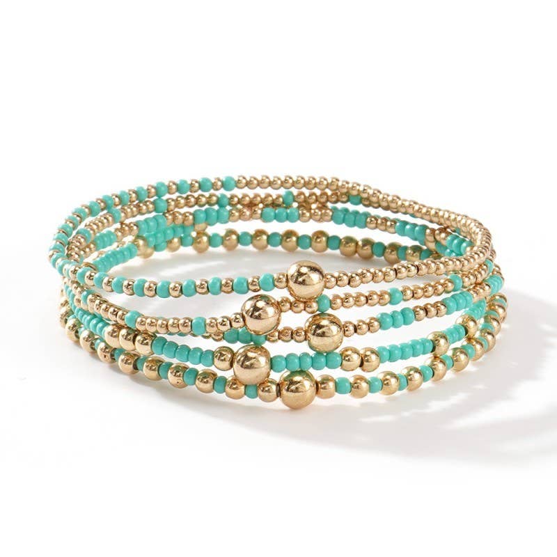 MULTI LAYER BALL CHAIN BEADED BRACELET | OFF WHITE