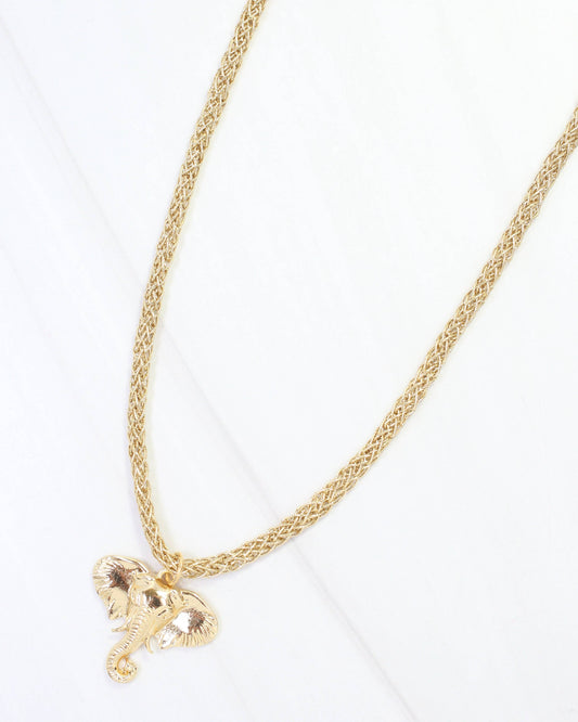 Caroline Hill Corie Gold Elephant Cord Necklace