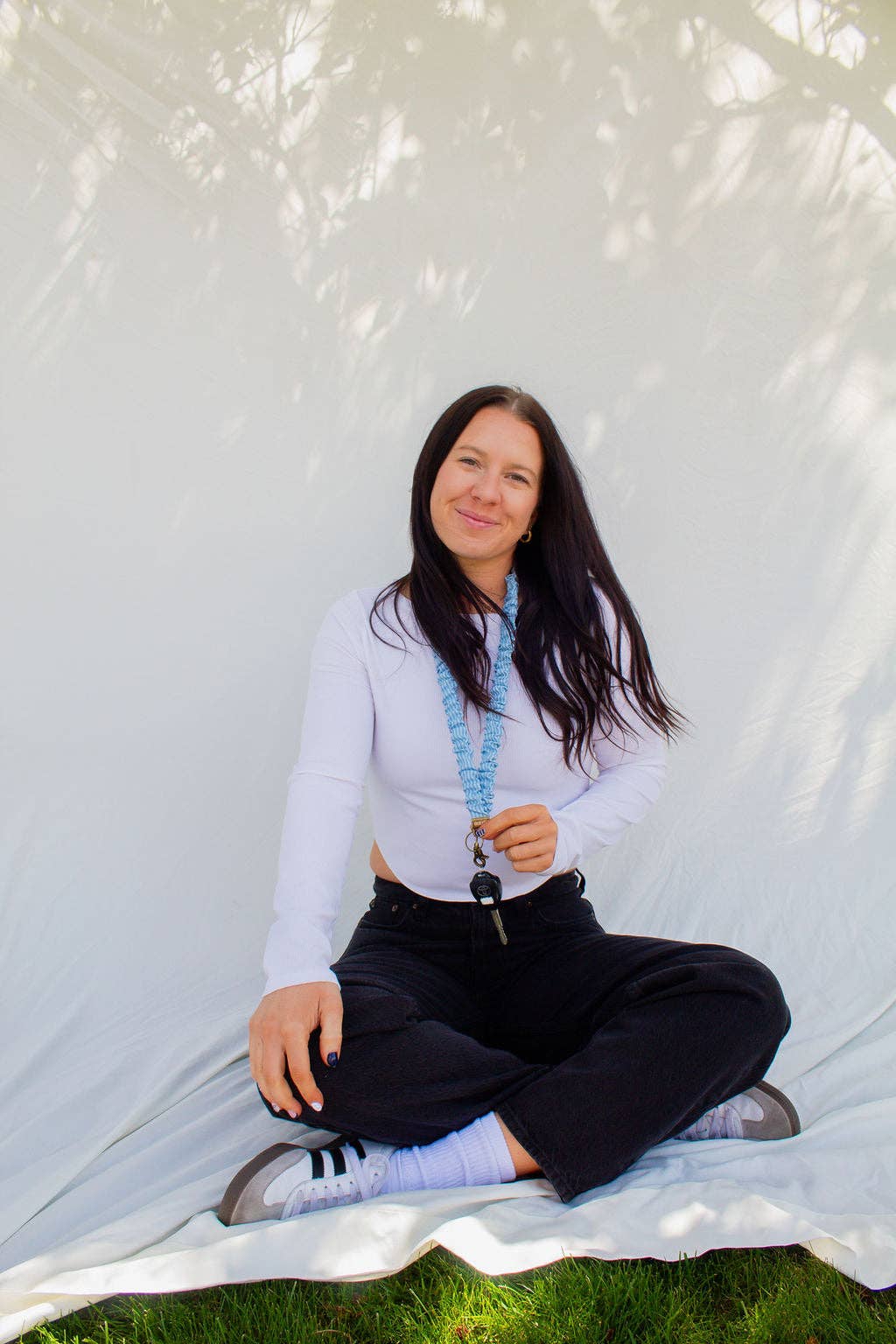 Andi Blue Striped Lanyard