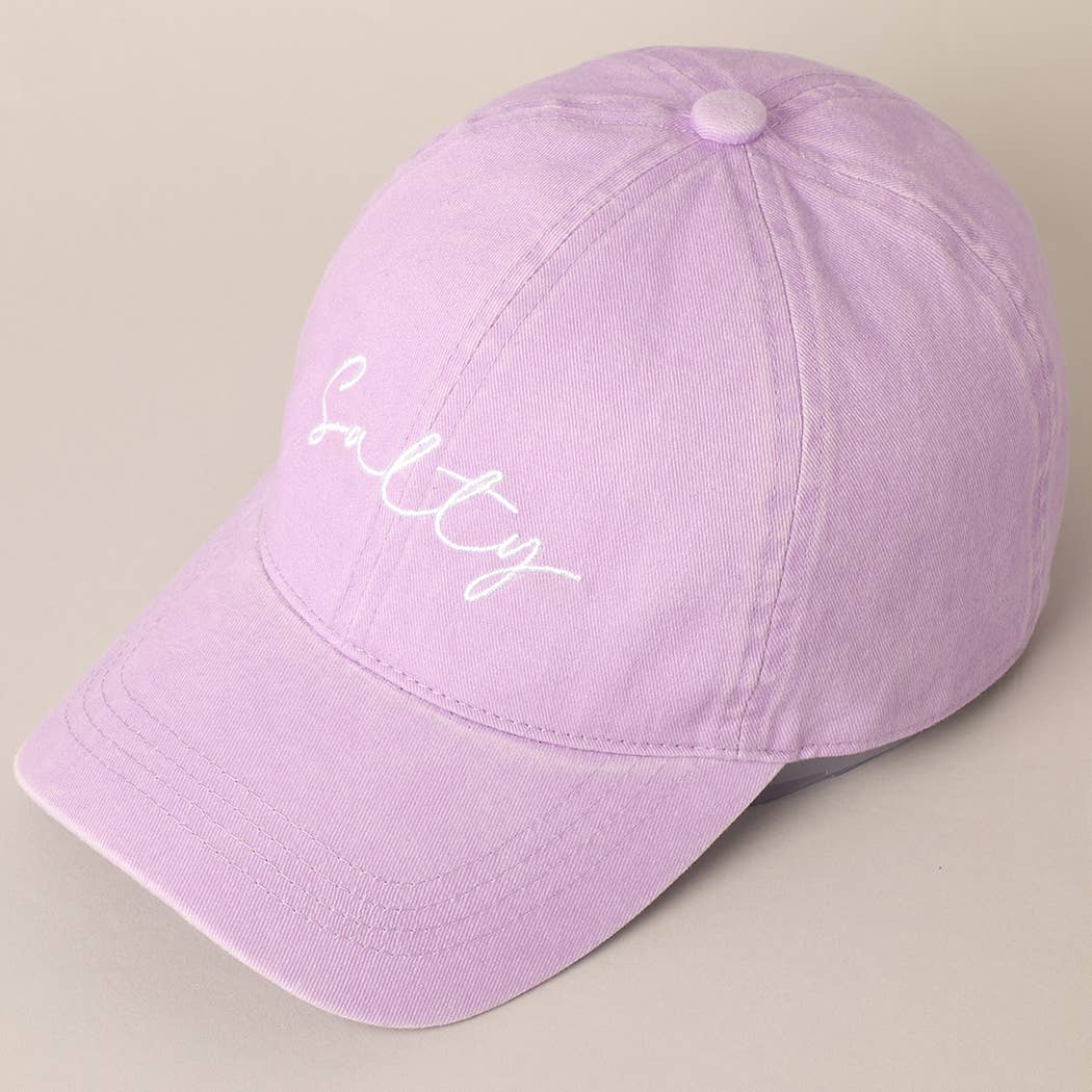 Salty Lettering Embroidery Baseball Cap- Hot Pink