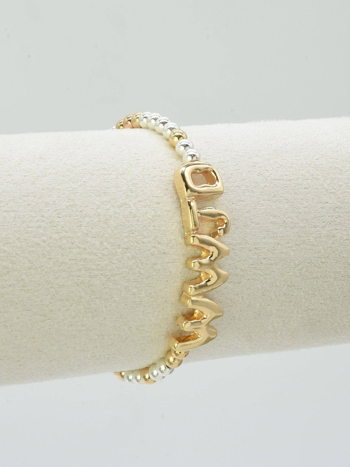Gold & Silver WWJD What Would Jesus Do Beaded Stretch Bracelet