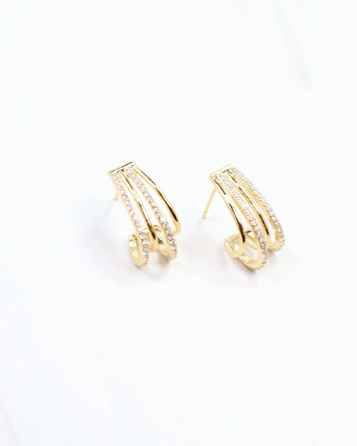 Caroline Hill St. John Gold Crystal Huggie Earrings